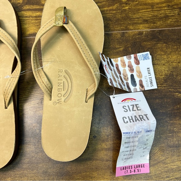 New Rainbow Sandals Single Layer Leather Sandal Narrow Strap Size Large 7.5-8.5 - Picture 2 of 6